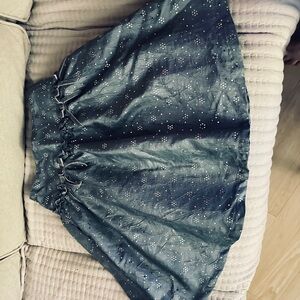 Elegant Silver Skirt With Grey Velvet Ribbons at the Waist